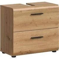 welltime Waschbeckenunterschrank FLORENZ, Breite 60cm, inkl. Siphonausschnitt, mit Türen oder Schüben (1-St., TOPSELLER) hochwertige MDF Front, Griff schwarz, Badschrank, Bad