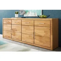 OTTO home Sideboard Trondheim,200 cm breit,42 cm tief, Fronten Holzmassiv, Metallgriffe, Korpus aus Holzwerkstoff,4 Türen, 4 Schubladen, insgesamt 8 Fächer