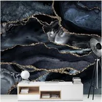 Bilderdepot24 Vliestapete Abstrakt Schwarz Glitzer Gold Tapete Wanddeko Modern Kunst, Glatt, Matt, (Vliestapete inkl. Kleister oder selbstklebend), Wohnzimmer Schlafzimmer Küche Flur Fototapete Motivtapete Wandtapete