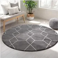 Sanat Teppich Trellis, rund, Höhe: 10 mm, Kurzflor, skandi, boho, auch als Läufer und in rund
