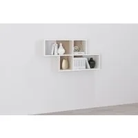 FMD Wandregal Nora, Regal kompakt für Bücher und Accessoires, 100 cm breit, 53 cm hoch
