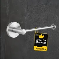 Bürstenking Toilettenpapierhalter ohne Deckel – Edelstahl matt gebürstet Serie 190 rostfrei & Montageset (Set), Horizontal wandmontiert, rund