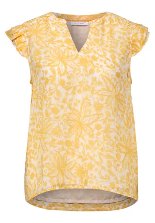 Street One - Chiffon-Top mit Blumenprint gelb - Gr. - 36