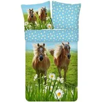 ESPiCO Kinderbettwäsche Pferde Trendy Bedding, Renforcé, 2 teilig, Tiermotiv, Haflinger, Koppel