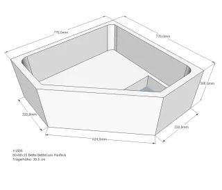 Neuesbad Wannenträger für Bette Caro 80x80x15 Fünfeck SD22005
