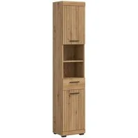 welltime Hochschrank SIENA, Breite 37cm, 2 Tür, 1 Schubkasten, 2 offene Fächer, MDF-Front (1-St., TOPSELLER) in verschiedenen Farben erhältlich, Badmöbel, Badschrank, Schrank, Bad