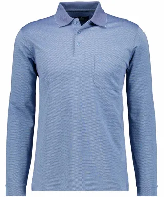 RAGMAN - Poloshirt langarm Blau - Gr. - XXL