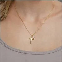 MOPUEA Kreuzkette Gold Kreuz Halskette Minimalistisch Verstellbar Schmuck+Geschenkbox (Minimalistische Kreuz Halskette mit verstellbarer Kette für Damen Schmuck, Gold Kreuz Anhänger Kette 40 5 cm verstellbar für Alltag und Geschenk), Leicht hautfreun
