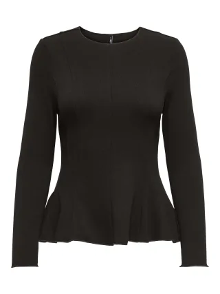 ONLY - ONLKENYA L/S PEPLUM TOP JRS NOOS Chocolate Torte - Gr. - L