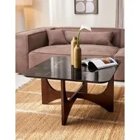 LeGer Home by Lena Gercke Couchtisch Kirella (1-St), mit Marmor-Optik und massivem Eschenholz-Kreuzfuß, Breite 85 cm