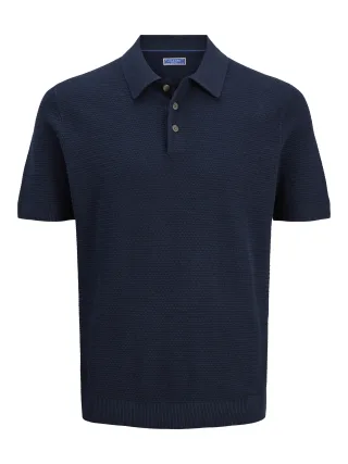 JACK&JONES - JPRBLURILEY KNIT POLO SS SN Blau - Gr. - M