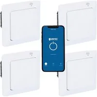 UNITEC WLAN-Steuerungsmodul 4x WLAN Smart Schalter Set mit Modul WiFi, für Innen, Set, 4x WLAN Schalter mit Modul, Lichtschalter Schaltmodul Dose für Alexa Hey Google Tuya Smart Life