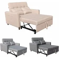 AMBINESS Schlafsofa 3in1, Einsitzer oder Zweisitzer, Sofa, Chaise Longue und Gästebett, 3 Farben, Liegefläche 200cm, 220g/m² Leinenstoff