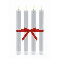 relaxdays LED-Kerze LED Stabkerzen 4er Set, Hellgrau