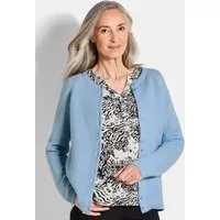 GOLDNER Strickjacke Cardigan aus Baumwolle, Rundhals Feinstrickjacke in raffinierter Piqué-Optik mit Rundhals, Knopfleiste