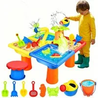 Bwecuy Sandform-Set 4 IN 1 Kinder Sand- und Wasserspieltisch, Outdoor-Aktivitätsspielzeug, (10-tlg), Sandkastentisch für Outdoor-Aktivitäten im Sommer für kinder