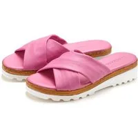 LASCANA Sandale, Sommerschuh, Mule, offener Schuh, Pantolette NEU aus Leder mit dezentem Keilabsatz
