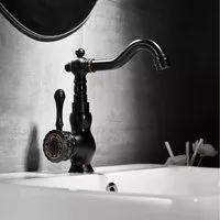 Kinaree Badarmatur Retro Messing Wasserhahn KARUL Messing, geprägt, schwarz