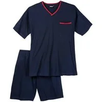 ADAMO Shorty Adamo Übergrößen Shorty navy V-Ausschnitt (2 tlg)