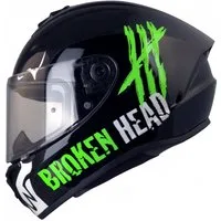 Broken Head Motorradhelm Adrenalin Therapy 4X Schwarz-Neon-Grün Glanz, Limited Edition, Optik für Adrenalin-Junkies!
