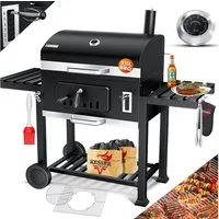 KESSER Holzkohlegrill Grill Grillwagen BBQ Smoker XXL Holzkohlegrill mit Deckel, Rädern, Edelstahl-Griff, Grillrost und Thermometer Standgrill Kohlegrillwagen