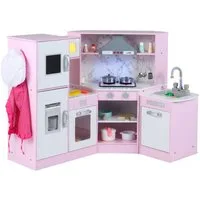 COSTWAY Spielküche Kinderküche, Holz mit Tafel, inkl. Zubehör