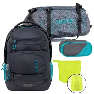 Wave Schulrucksack Set Infinity Move "Grey Lagoon" mit Regenschutz