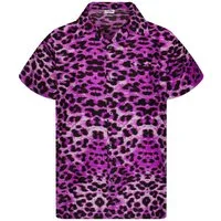 King Kameha Hawaiihemd Leopard Funky Hawaii-Hemd Herren Kurzarm Front-Tasche Stylish Unisex
