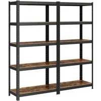 SONGMICS Standregal Bücherregale, 2-tlg., Lagerregal, 5 Ablagen, Küchenregal, Regal, 150 x 75 x 30 cm