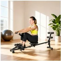 SPORTNOW Rudergerät mit 12 Widerstandsstufen, LCD-Display, Sit-up-Funktion (2 in 1 Rudermaschine, 1-tlg., leises Rudergeräte für Zuhause), Heimrudergerät für Heimfitness