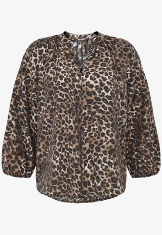 zero - Schlupfbluse mit Leoprint beige/black - Gr. - 34