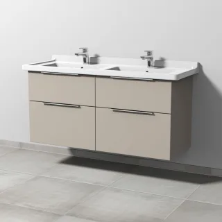 Sanipa 3way Waschtischunterbau zu Duravit Starck 3 Waschtisch mit 4 Auszügen, Kaschmir-Matt UP7131U