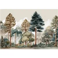 Wallarena Fototapete Bäume - Mehrfarbig - Modern - Vlies - Schlafzimmer, glatt, (8 St), 400x280cm