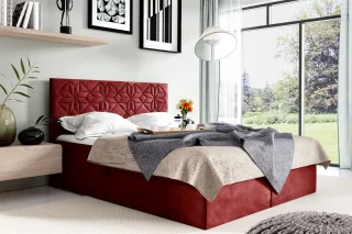 Boxspringbett Schlafzimmerbett 140x220cm LAZARO Nr.1 Rot inkl. Bettkasten
