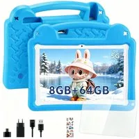 oyajia Kinder Tablet mit Hülle, Android 15 Octa Core 64GB Expand 1TB HD IPS Tablet (10.1", 64 GB, Quad Core, 2.4G+5G, WiFi 6 BT 5.0, Google Kids Space, Gemini AI, mit Stylus Tasche Sticker)