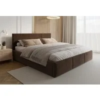 FDM Polsterbett AMBER modern mit Bettkasten MADE IN EU - mit Cord Bezug (verfügbar 90x200 120x200 140x200 160x200 180x200cm, Bettrahmen, Bett, mit großen gepolsterten Kopfteil, mit Bettkasten zum aufklappen), Hebbarer Metallrahmen, Bettkasten, mit/oh