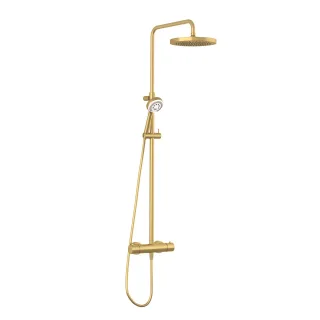 KLUDI LOGO Thermostat Dual Shower System, Kopfbrause 250 mm Brushed Gold 68082N0-00