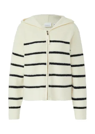 comma - Strickjacke creme|schwarz - Gr. - 34