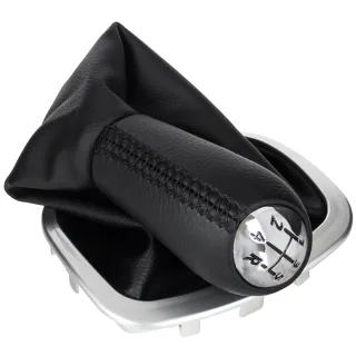 5-Gang Schaltknauf Schaltmanschette Manschette + Rahmen in Silber für Renault Clio III 05-12