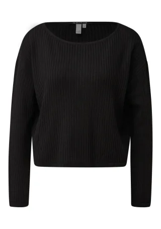 Q/S designed by - Rippstrick-Pullover schwarz - Gr. - XL