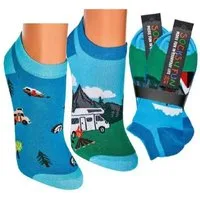 Socks 4 Fun Sneakersocken Sneaker Camping Socks 4 Fun (2-er Bündel, 2-Paar, 2 Paar) lustiges Design