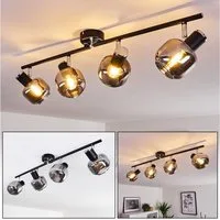 hofstein Deckenleuchte »Perito« Deckenlampe aus Metall/Glas in Schwarz/chrom/Rauchglas, ohne Leuchtmittel, mit verstellbaren Strahlern, 4xE14, im Retro-Design