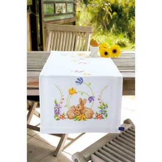 Stickläufer "Frühling mit Häschen"