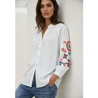 Andijamo-Fashion Hemdbluse SUMMER FOLK Baumwollbluse mit Stickerei