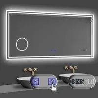 duschspa Badspiegel LED Beleuchtung Kalt/Neutral/Warmweiß Dimmbar Beschlagfrei, Bluetooth
