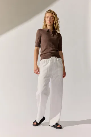 THE FASHION PEOPLE - Linen Pants bright white - Gr. - 42