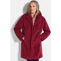 GOLDNER Winterjacke Kurzgröße: Kuscheliger Teddymantel, Reverskragen Webpelzjacke, kontrastfarbene Knöpfe, Nahttaschen, leicht gefüttert