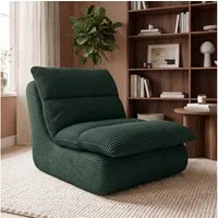 skølm Relaxsessel Sváfa aus Cord/Chenille, dick gepolsterter Vollschaumessel 11,5 cm (Cord, Dunkelgrün), vakuumiert – ohne Aufbau 