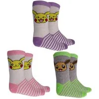 POKÉMON Langsocken Pokemon Pikachu Mädchen Kinder Socken 3er-Pack Gr. 23 bis 34