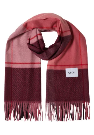 CECIL - Webschal mit Karomuster pink/rot